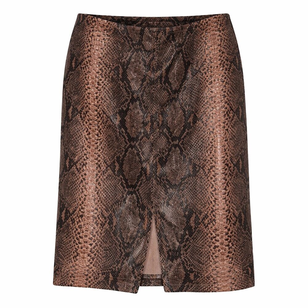 BOSTON PROPER Tan Brown Animal Print Front Split Skirt Size S